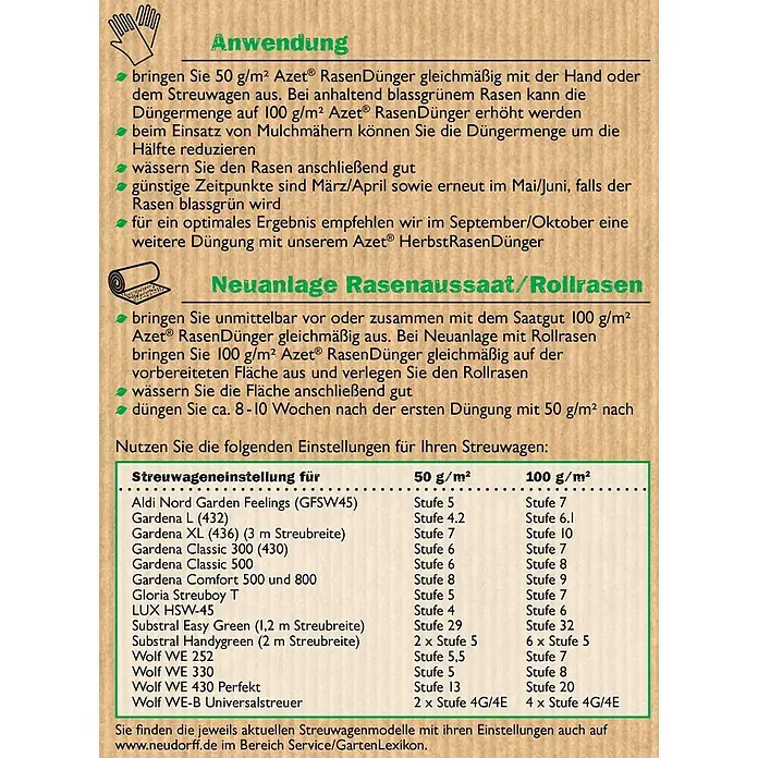 Neudorff Azet Rasendünger - 10 kg, Inhalt ausreichend für ca.: 200 m² - Detailaufnahme