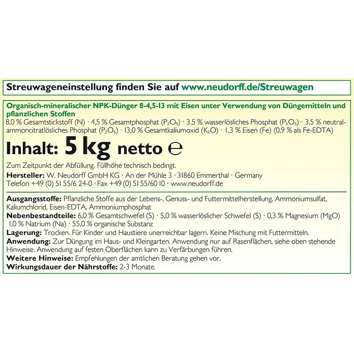 Neudorff Rasendünger Spezial Mooslos Glücklich - 5 kg - Detailaufnahme