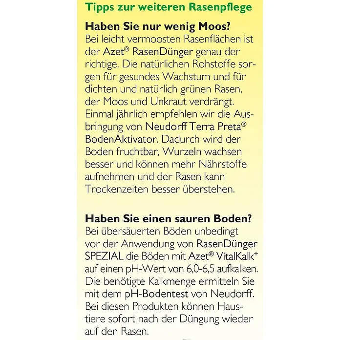 Neudorff Rasendünger Spezial Mooslos Glücklich - 5 kg - Detailaufnahme