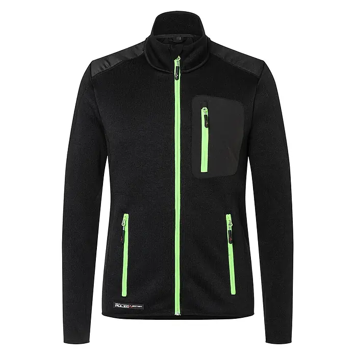 Kübler Strickjacke Pulse Daily - Schwarz/ Neongrün, Konfektionsgröße: M - Vorderansicht