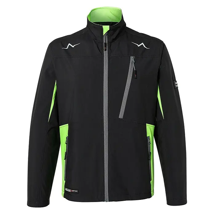 Kübler Softshell-Jacke Pulse Eco - Schwarz/ Neongrün, Konfektionsgröße: M - Vorderansicht