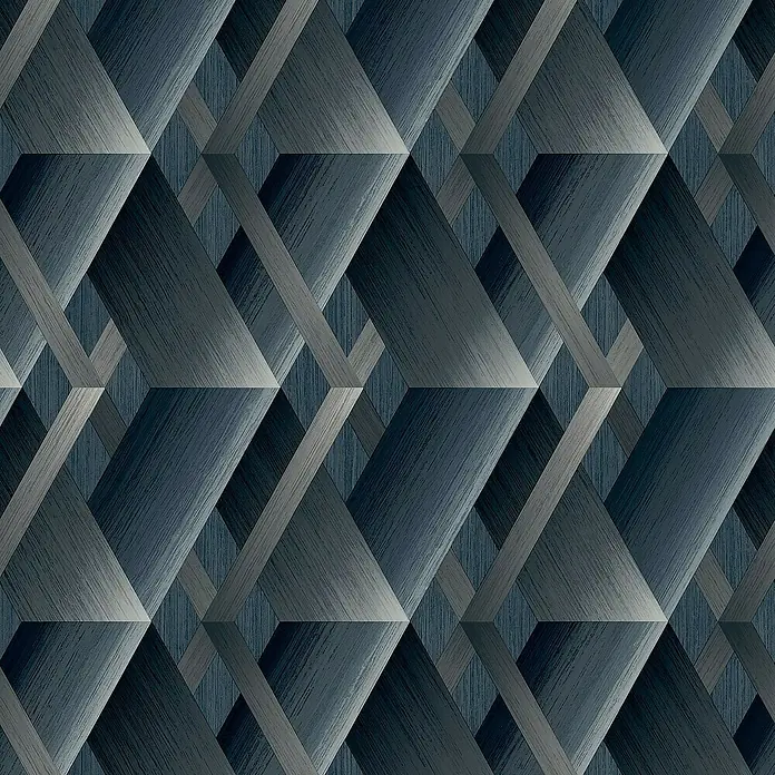 Papel pintado Geométrico triángulos - Azul, Gráfico, 10 x 0,53 m - Primer plano