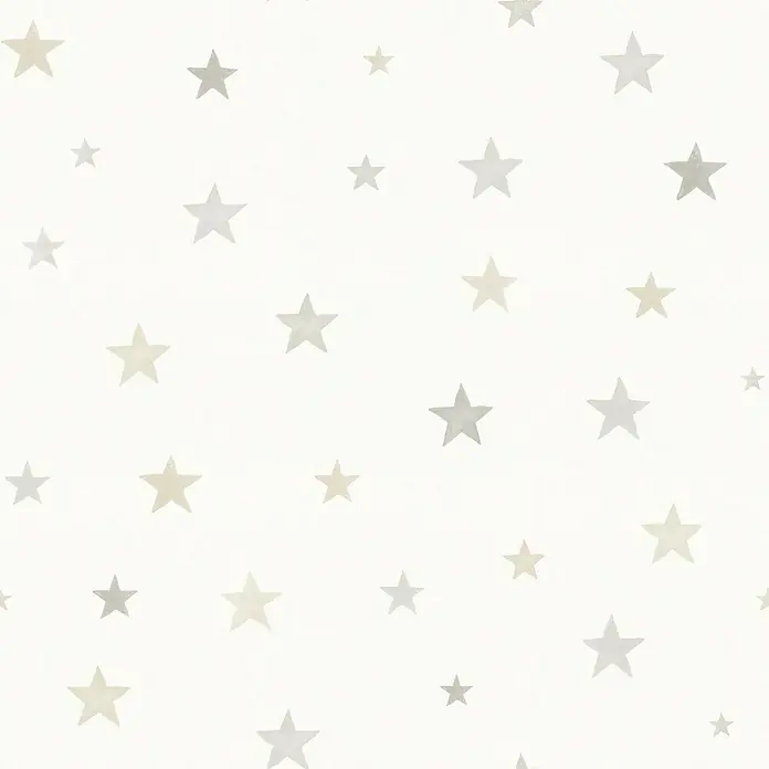 Papel pintado Estrellas fondeo - Blanco, Motivo decorativo, 10 x 0,53 m - Primer plano