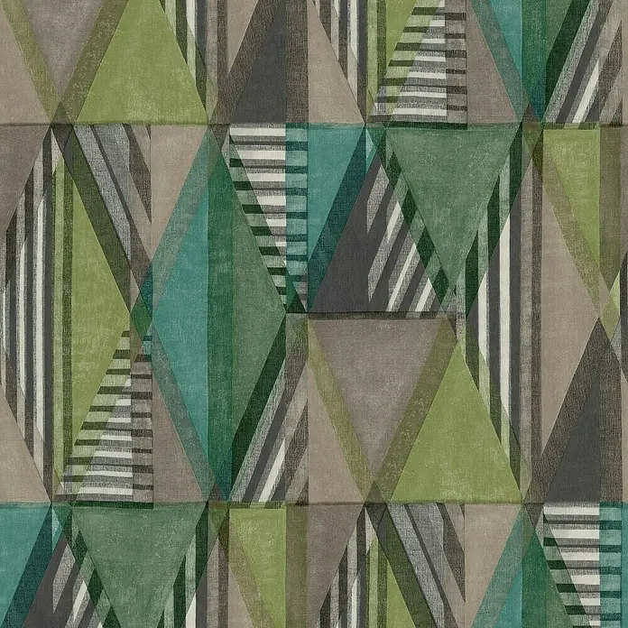 Papel pintado Geométrico Triángulos - Verde, Motivo decorativo, 10 x 0,53 m - Primer plano
