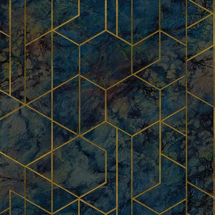 Papel pintado Geométrico Moderno - Azul, Motivo decorativo, 10 x 0,53 m - Primer plano