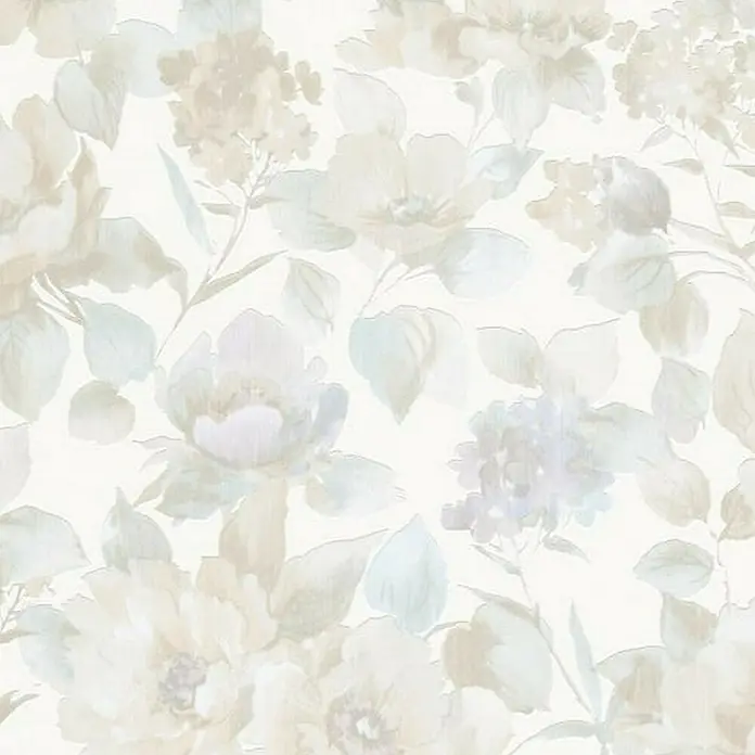 Papel pintado Flores - Blanco, Motivo decorativo, 10 x 0,53 m - Primer plano
