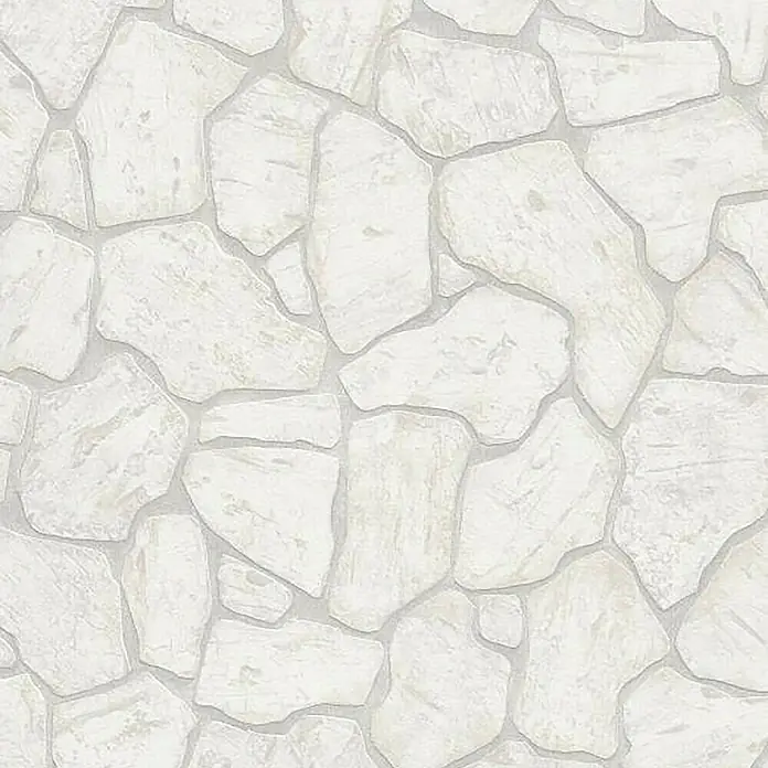 Papel pintado Piedra - Blanco, Efecto piedra, 10 x 0,53 m - Primer plano