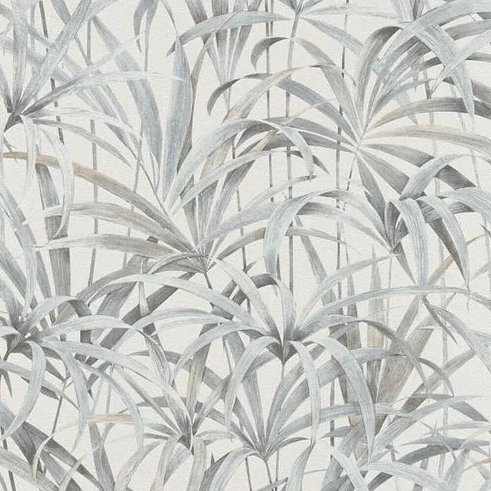 Papel pintado Vegetal con Hojas - Gris, Motivo decorativo, 10 x 0,53 m - Primer plano