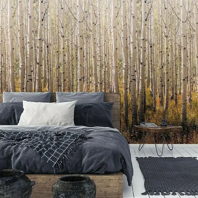 Papel pintado Mural Bosque - Marrón, Motivo decorativo, 10 x 0,53 m - Foto ambiente
