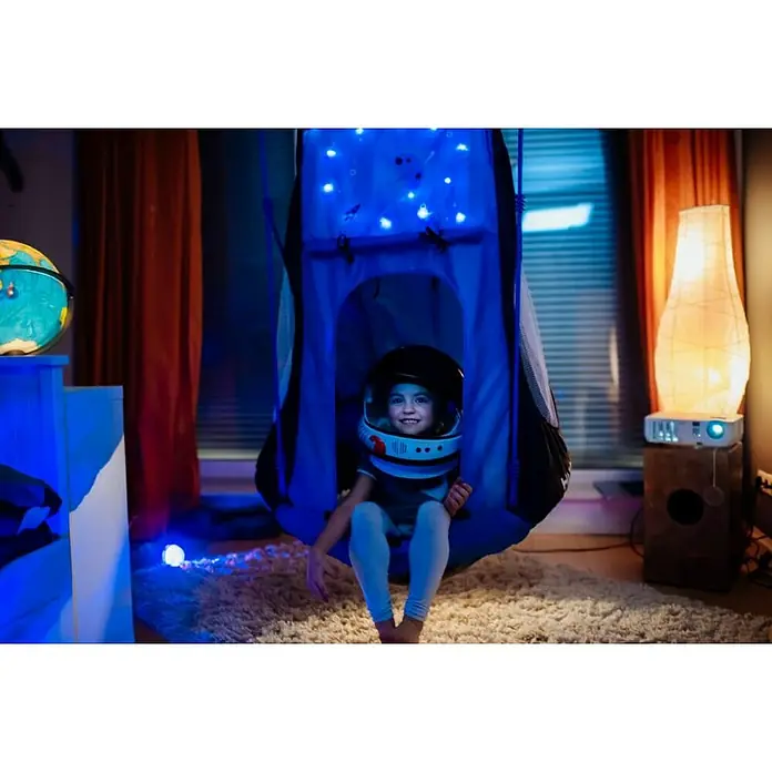Hudora Mrežasta ljuljačka Cosmos LED - Promjer: 90 cm, Plave boje, Crne boje - Proizvod u upotrebi