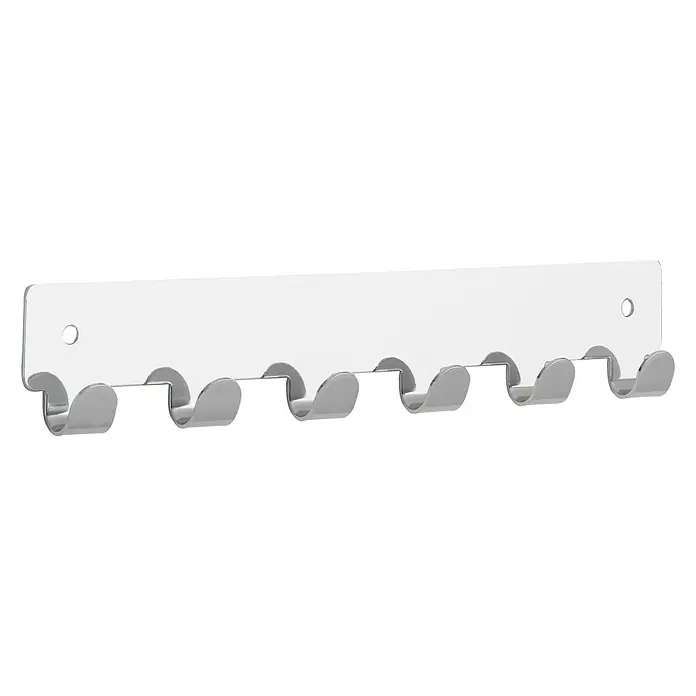 Siro Garderobenleiste 1603-240ZN1 - L x B x H: 240 x 41 x 16 mm, Anzahl Haken: 6 Stk., Verchromt poliert - Diagonale Ansicht