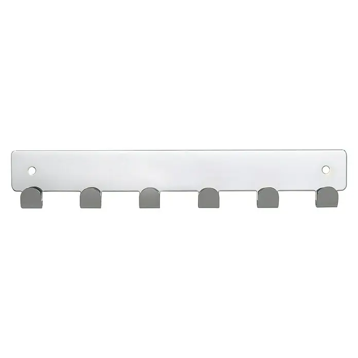 Siro Garderobna letev 1603-240ZN1 - Do x Š x V: 240 x 41 x 16 mm, Število kaveljčkov: 6 kos, Kromirano polirano - Pogled od spredaj
