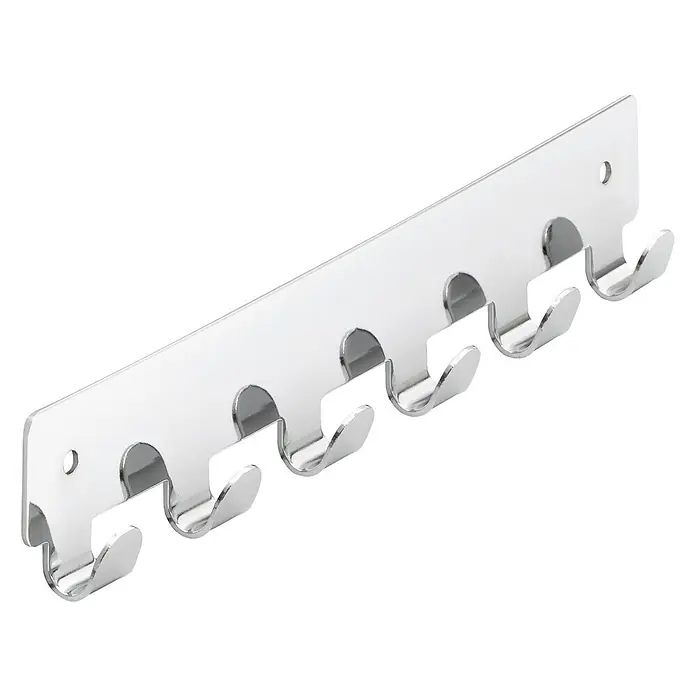 Siro Garderobna letev 1603-240ZN1 - Do x Š x V: 240 x 41 x 16 mm, Število kaveljčkov: 6 kos, Kromirano polirano - Pogled pod kotom