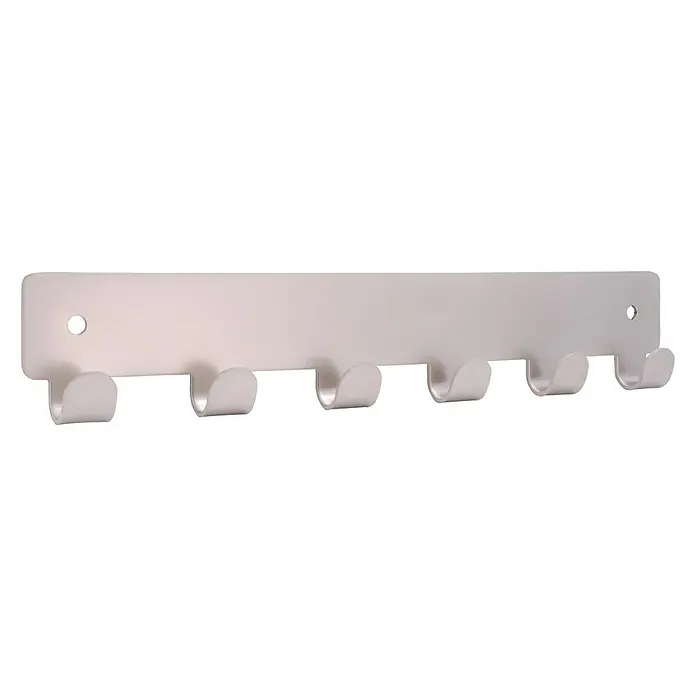 Siro Garderobenleiste 1603-240ZN4 - L x B x H: 240 x 41 x 16 mm, Anzahl Haken: 6 Stk., Vernickelt matt - Diagonale Ansicht