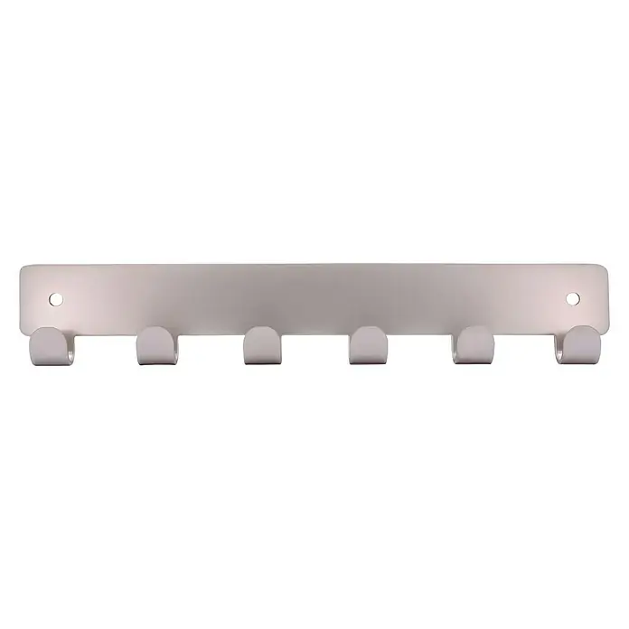 Siro Garderobenleiste 1603-240ZN4 - L x B x H: 240 x 41 x 16 mm, Anzahl Haken: 6 Stk., Vernickelt matt - Vorderansicht