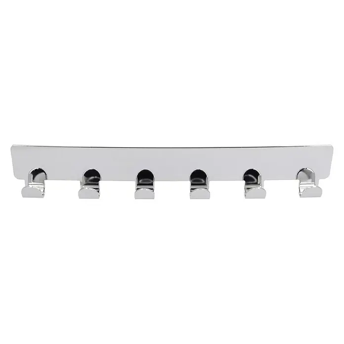 Siro Garderobenleiste 2178-240ZN1KV1S - L x B x H: 240 x 41 x 16 mm, Anzahl Haken: 6 Stk., Silber - Diagonale Ansicht