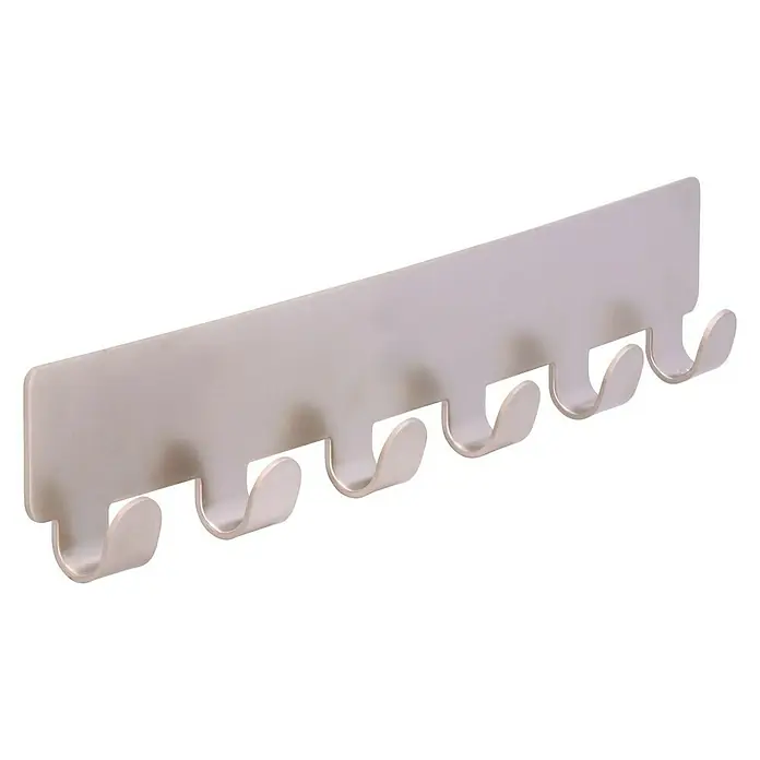 Siro Garderobenleiste 2178-240ZN4KV1S - L x B x H: 240 x 41 x 16 mm, Anzahl Haken: 6 Stk., Silber - Diagonale Ansicht