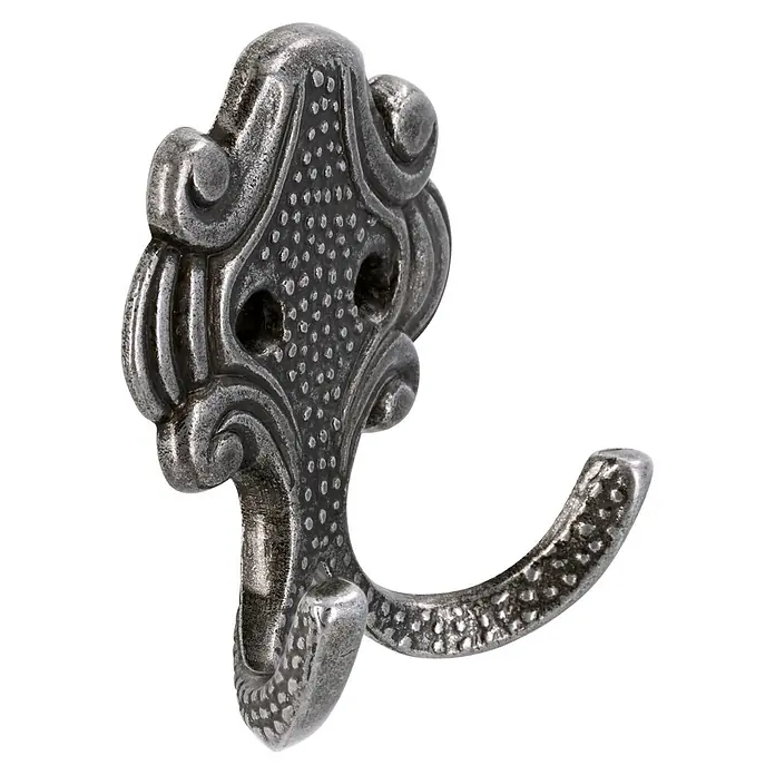 Siro Garderobenhaken 431/ZN8 - L x B x H: 61 x 65 x 28 mm, Anzahl Haken: 1 Stk., Eisen - Antik - Diagonale Ansicht