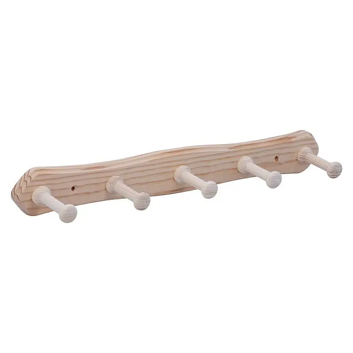Siro Garderobenleiste S126-460HZ5 - L x B x H: 460 x 60 x 77 mm, Anzahl Haken: 5 Stk. - Diagonale Ansicht