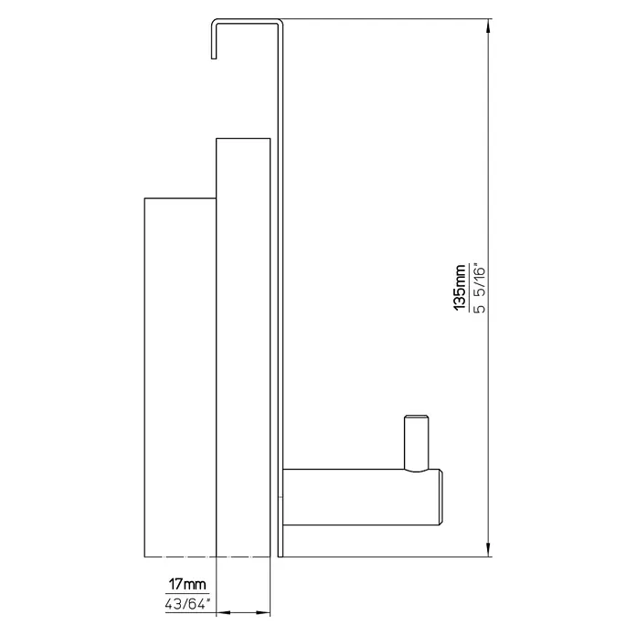 Siro Garderobenhaken 1983-135N1V1E - L x B x H: 135 x 30 x 41 mm, Anzahl Haken: 1 Stk. - Skizze