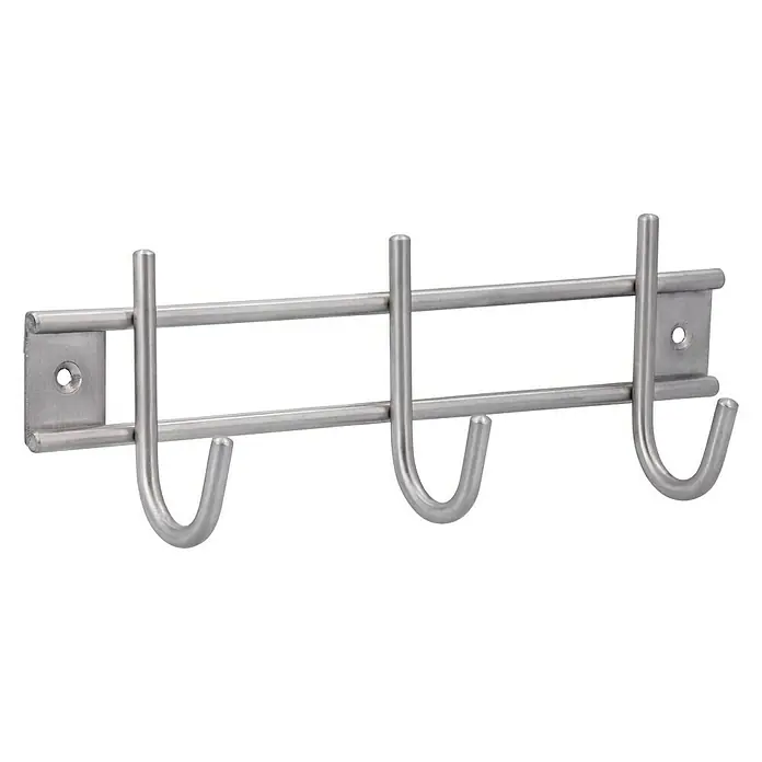 Siro Garderobenleiste  220N1V1E - L x B x H: 220 x 80 x 50 mm, Anzahl Haken: 3 Stk., Silber - Diagonale Ansicht