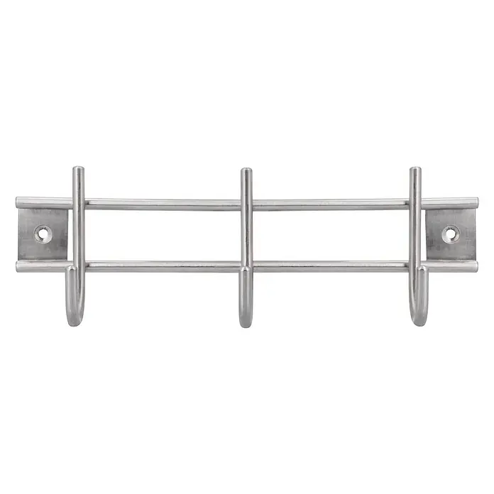 Siro Garderobenleiste  220N1V1E - L x B x H: 220 x 80 x 50 mm, Anzahl Haken: 3 Stk., Silber - Vorderansicht