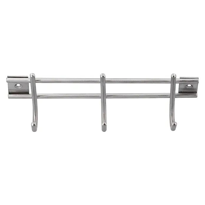 Siro Garderobenleiste  220N1V1E - L x B x H: 220 x 80 x 50 mm, Anzahl Haken: 3 Stk., Silber - Vorderansicht