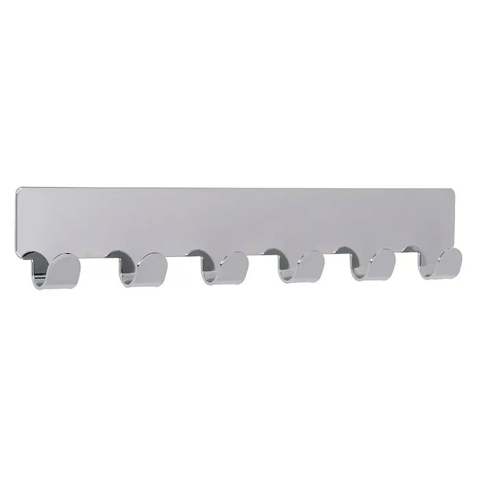 Siro Garderobenleiste 2178-240ZN1KV1S - L x B x H: 240 x 41 x 16 mm, Anzahl Haken: 6 Stk., Silber - Diagonale Ansicht