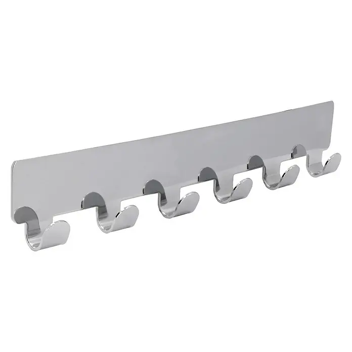 Siro Garderobenleiste 2178-240ZN1KV1S - L x B x H: 240 x 41 x 16 mm, Anzahl Haken: 6 Stk., Silber - Diagonale Ansicht