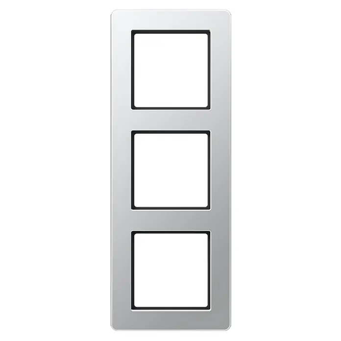 Jung Abdeckrahmen - Aluminiumfarben, 3-fach, Kunststoff, Unterputz - Vorderansicht