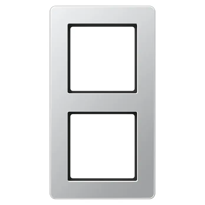 Jung Abdeckrahmen - Aluminiumfarben, 2-fach, Kunststoff, Unterputz - Vorderansicht