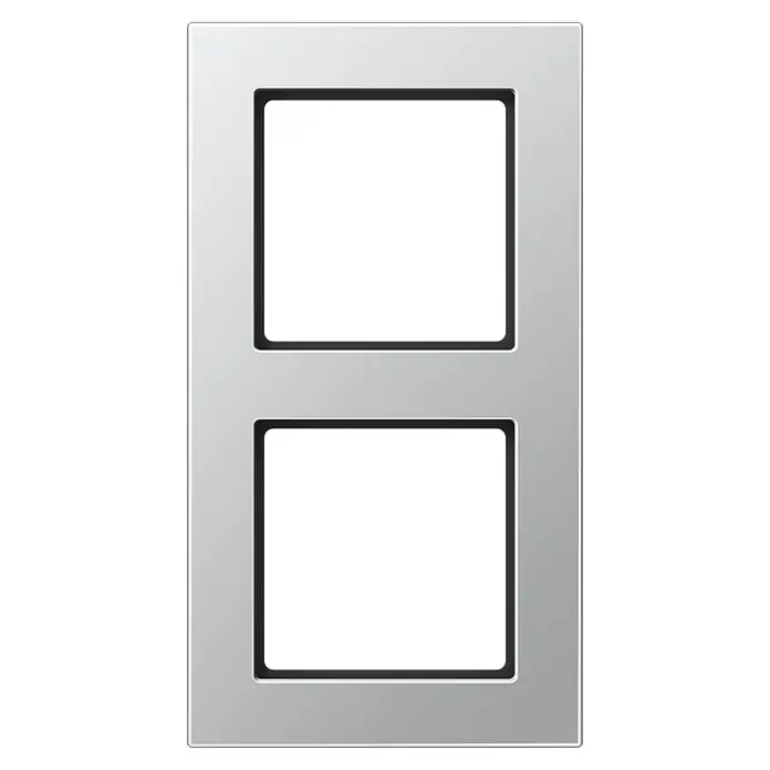 Jung Abdeckrahmen - Aluminiumfarben, 2-fach, Kunststoff, Unterputz - Vorderansicht