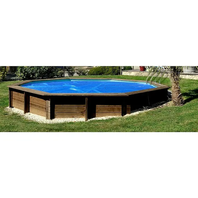 Gre Piscina de madera Ananas + instalación - Ø x Al: 428 x 117 cm, 10.500 l, Marrón - Foto ambiente