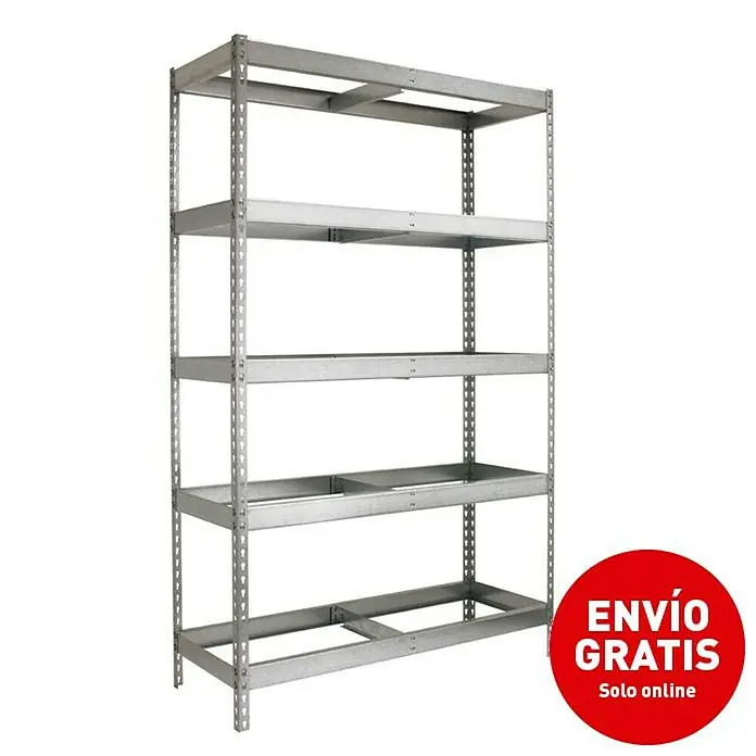 Simonrack Simonforte Estructura de estantería - L x An x Al: 90 x 240 x 200 cm, Capacidad de carga: 400 kg/balda, Número de baldas: 5 ud., Galvanizado - Vista angular