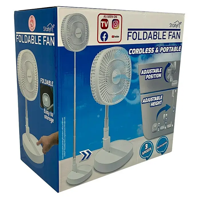Starlyf Ventilator Foldable Fan - Weiß, Durchmesser: 21 cm - Diagonale Ansicht