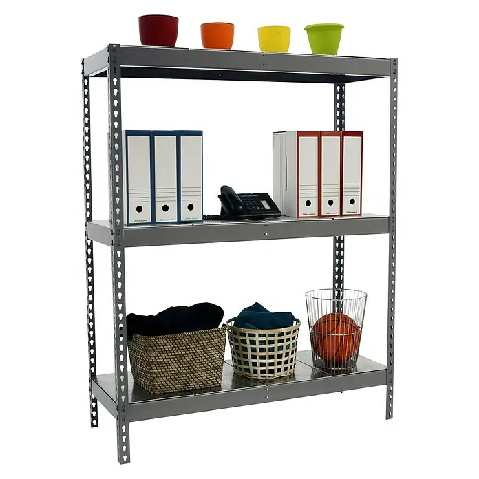 Simonrack Simonforte Estantería para cargas pesadas Metal - L x An x Al: 75 x 150 x 150 cm, Capacidad de carga: 600 kg/balda, Número de baldas: 3 ud., Gris - Producto en uso