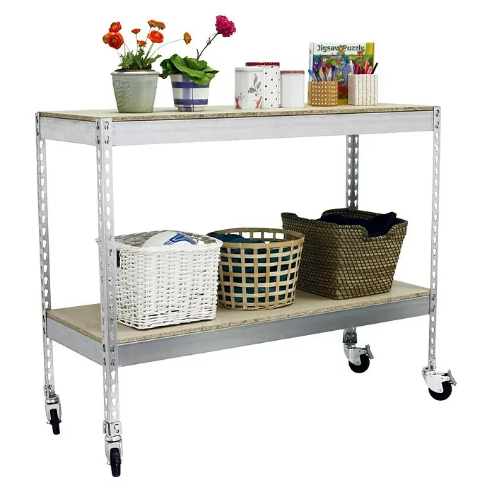 Simonrack Simonforte Estantería para cargas pesadas Mobile Chipboard - L x An x Al: 60 x 120 x 97,5 cm, Capacidad de carga: 75 kg/balda, Número de baldas: 2 ud., Inserción, Galvanizado - Producto en uso