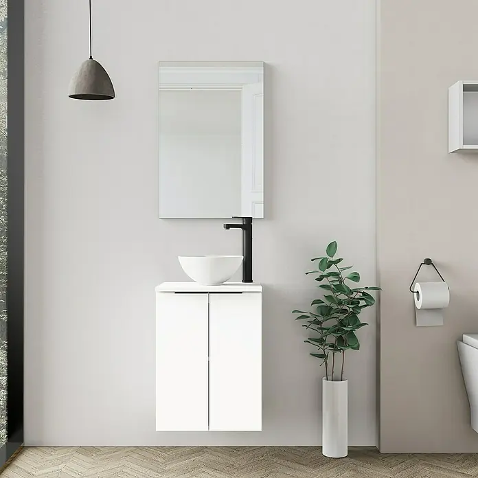 Conjunto de mueble de baño Rainbow - 45 cm, 4 piezas, Blanco, Mate - Foto ambiente
