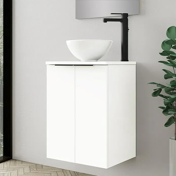 Conjunto de mueble de baño Rainbow - 45 cm, 4 piezas, Blanco, Mate - Foto ambiente