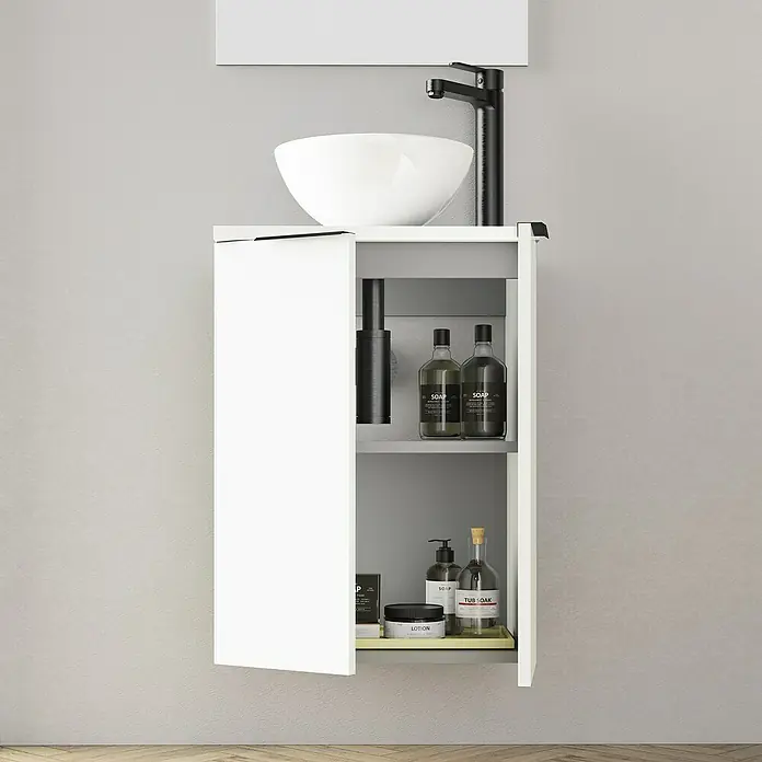 Conjunto de mueble de baño Rainbow - 45 cm, 4 piezas, Blanco, Mate - Foto ambiente