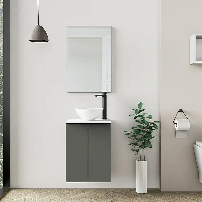 Conjunto de mueble de baño Rainbow - 45 cm, 4 piezas, Antracita, Mate - Foto ambiente