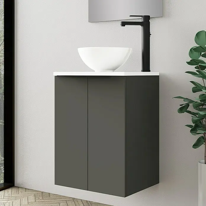 Conjunto de mueble de baño Rainbow - 45 cm, 4 piezas, Antracita, Mate - Foto ambiente