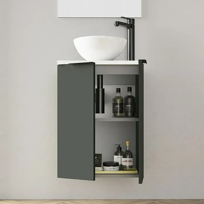 Conjunto de mueble de baño Rainbow - 45 cm, 4 piezas, Antracita, Mate - Foto ambiente
