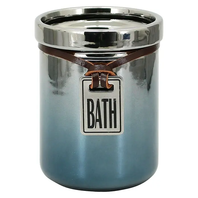 Aquasanit Stark Vaso de encimera - Cerámica, Azul/Cromo - Vista frontal