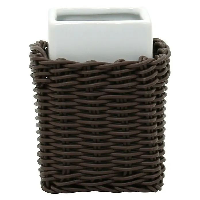 Aquasanit Rattan Vaso de encimera - Cerámica, Blanco/Marrón - Vista frontal