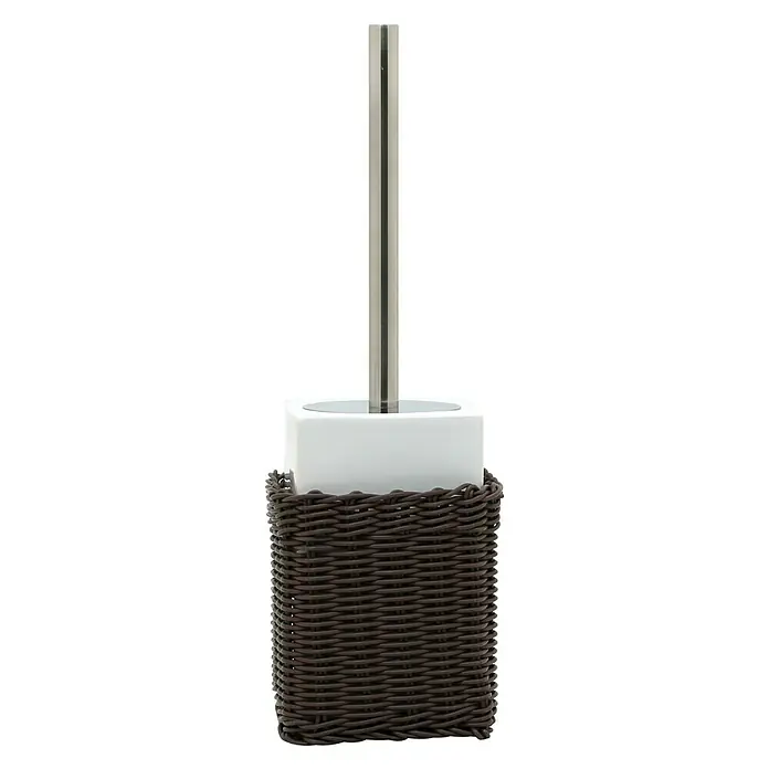 Aquasanit Rattan Escobillero de suelo - Cerámica, Blanco/Marrón - Vista frontal