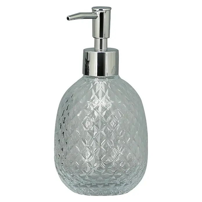 Aquasanit Diamond Dispensador de jabón - Vidrio, Transparente - Vista frontal