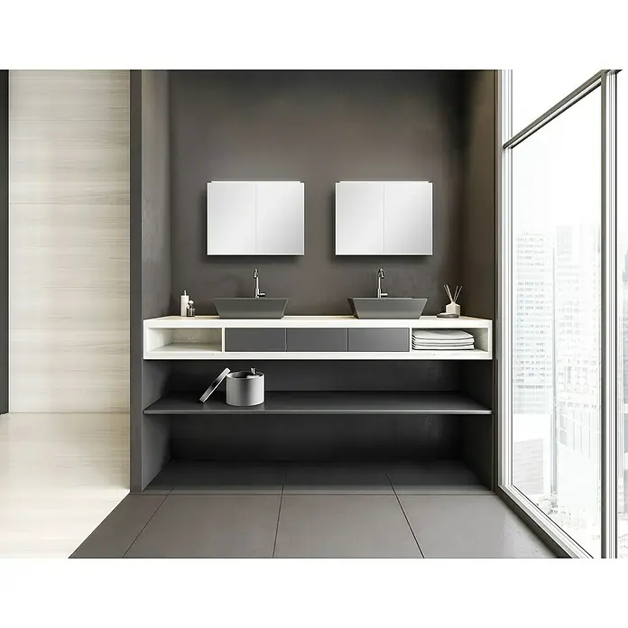DSK LED-Spiegelschrank Aluminio Vegas - Mit Beleuchtung, Aluminium - Stimmungsaufnahme