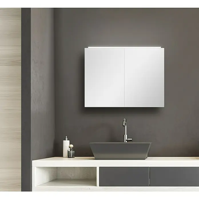 DSK LED-Spiegelschrank Aluminio Vegas - Mit Beleuchtung, Aluminium - Stimmungsaufnahme