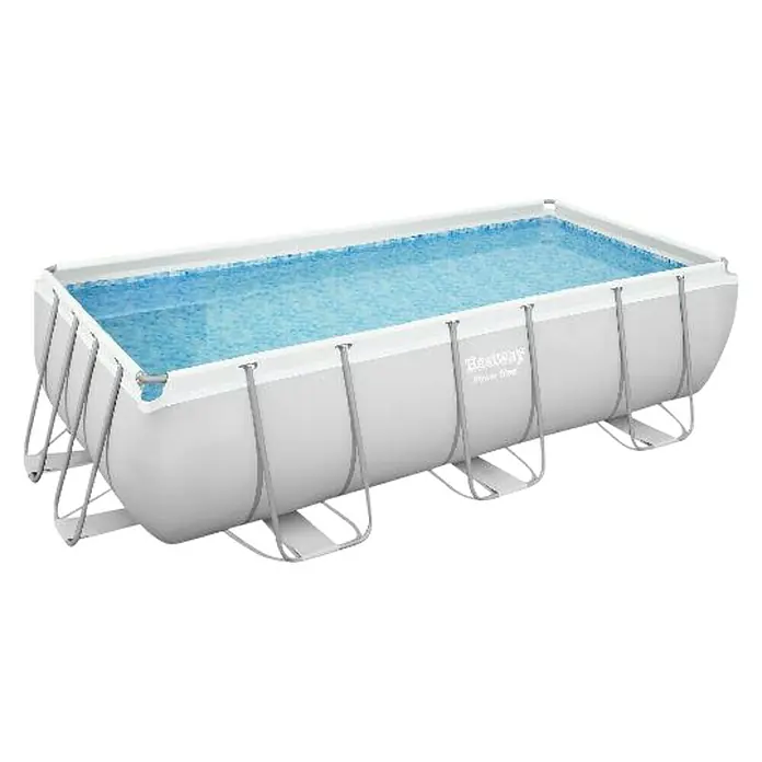 Bestway Frame zwembad met filterpomp Power Steel - l x b x h: 404 x 201 x 100 cm, 6.478 l, Grijs - Diagonaal zicht